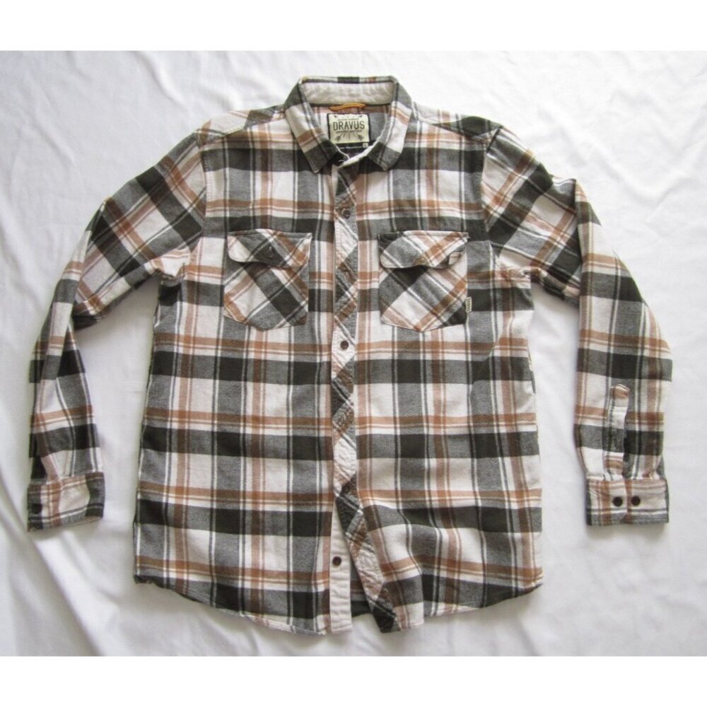 Men's Dravus Button Cotton Plaid Long Sleeve Shirt Sz L (MT558)